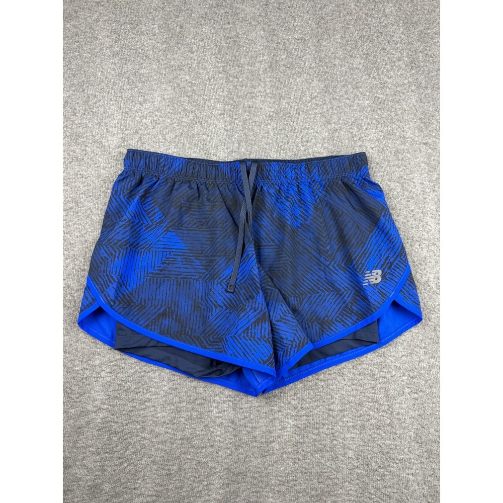 New Balance Women's M Medium Printed Fast Flight Running Shorts Blue Black
